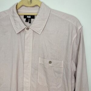 Paige Men's Gregory Textured Cotton Lightweight‎ Shirt Long Sleeve Blush Dusk S